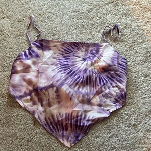 pacsun womens purple tie dye cropped tank (adjustable tie in back)